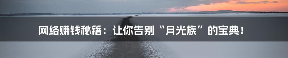 网络赚钱秘籍:让你告别“月光族”的宝典!