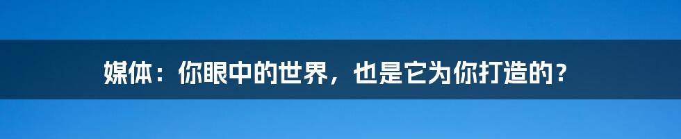 媒体:你眼中的世界,也是它为你打造的?