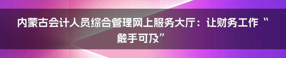 内蒙古会计人员综合管理网上服务大厅:让财务工作“触手可及”
