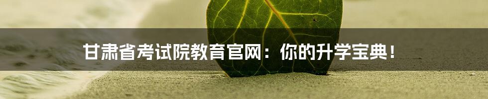 甘肃省考试院教育官网:你的升学宝典!