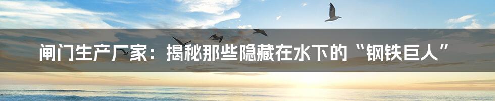 闸门生产厂家:揭秘那些隐藏在水下的“钢铁巨人”