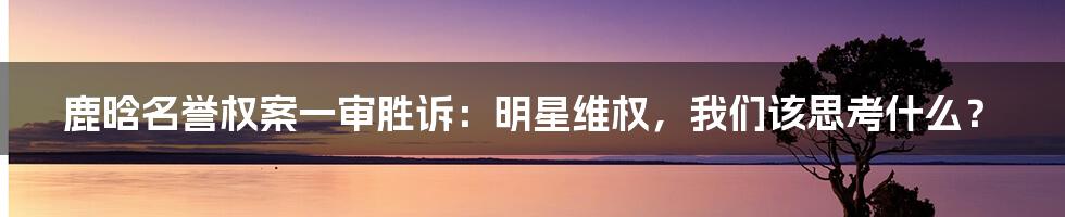 鹿晗名誉权案一审胜诉:明星维权,我们该思考什么?