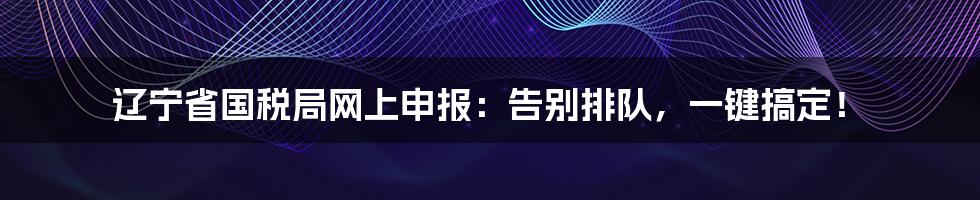 辽宁省国税局网上申报:告别排队,一键搞定!