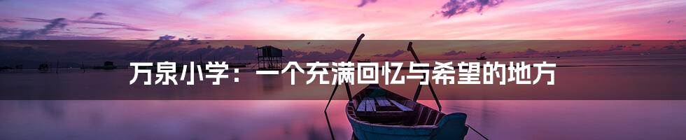 万泉小学:一个充满回忆与希望的地方