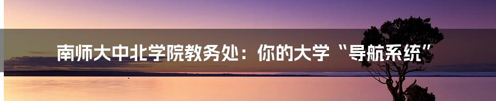 南师大中北学院教务处:你的大学“导航系统”