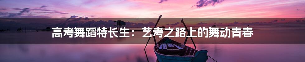 高考舞蹈特长生:艺考之路上的舞动青春