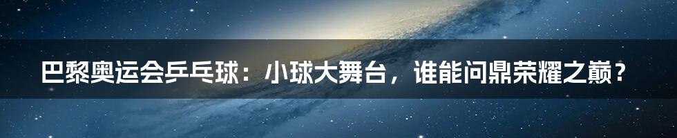 巴黎奥运会乒乓球:小球大舞台,谁能问鼎荣耀之巅?