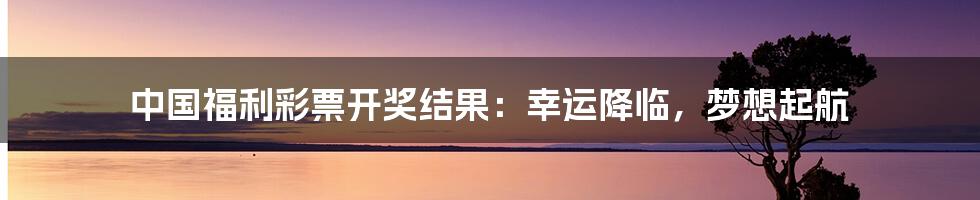 中国福利彩票开奖结果:幸运降临,梦想起航