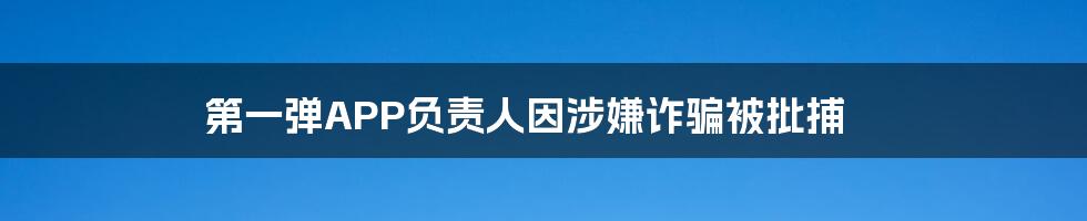 第一弹APP负责人因涉嫌诈骗被批捕