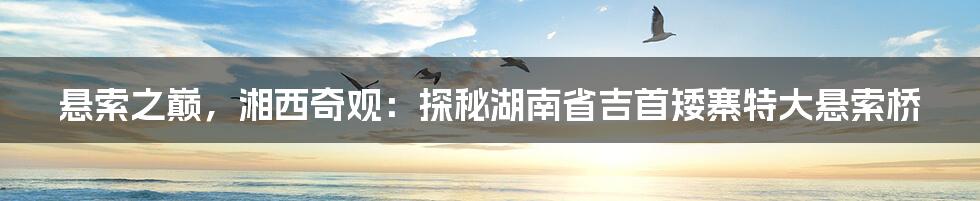 悬索之巅,湘西奇观:探秘湖南省吉首矮寨特大悬索桥