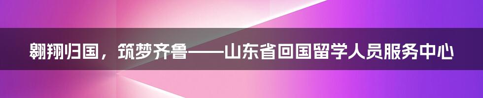 翱翔归国,筑梦齐鲁——山东省回国留学人员服务中心