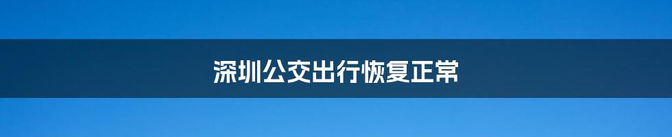深圳公交出行恢复正常