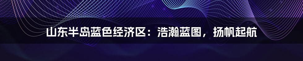 山东半岛蓝色经济区：浩瀚蓝图，扬帆起航
