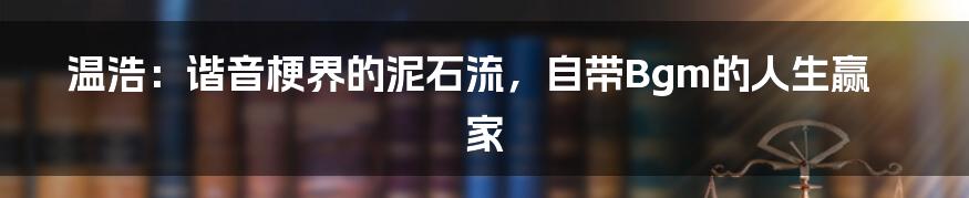温浩:谐音梗界的泥石流,自带Bgm的人生赢家