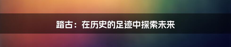 踏古:在历史的足迹中探索未来