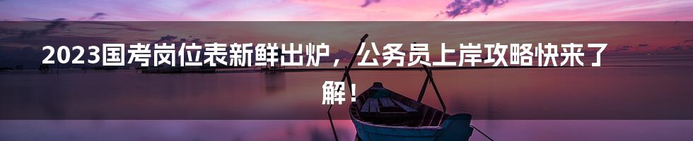 2023国考岗位表新鲜出炉,公务员上岸攻略快来了解!