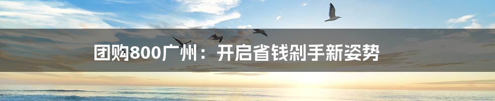团购800广州:开启省钱剁手新姿势