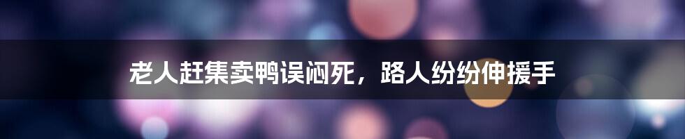 老人赶集卖鸭误闷死,路人纷纷伸援手