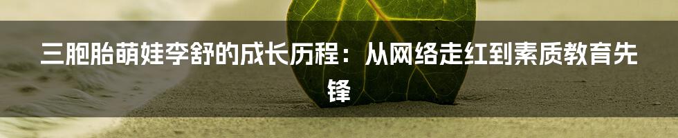 三胞胎萌娃李舒的成长历程:从网络走红到素质教育先锋