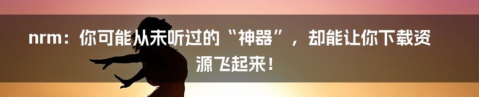 nrm:你可能从未听过的“神器”,却能让你下载资源飞起来!