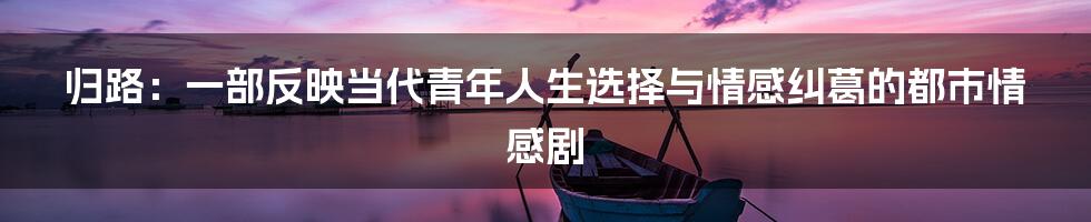 归路:一部反映当代青年人生选择与情感纠葛的都市情感剧
