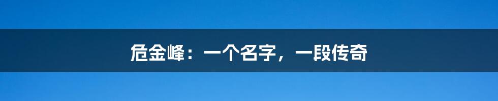危金峰:一个名字,一段传奇