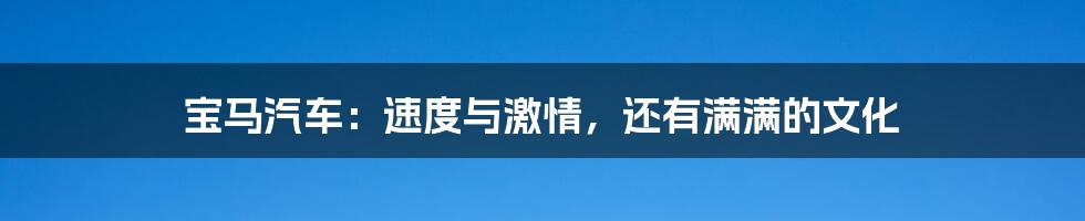 宝马汽车:速度与激情,还有满满的文化