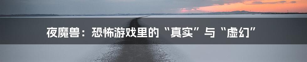 夜魔兽:恐怖游戏里的“真实”与“虚幻”