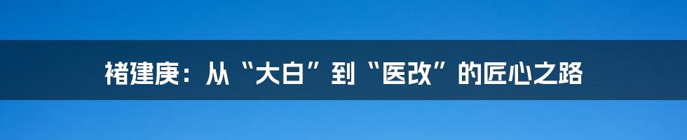 褚建庚:从“大白”到“医改”的匠心之路
