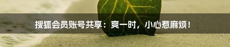 搜狐会员账号共享:爽一时,小心惹麻烦!
