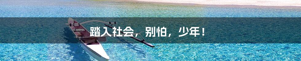 踏入社会,别怕,少年!