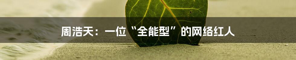 周浩天:一位“全能型”的网络红人