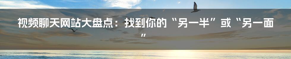 视频聊天网站大盘点:找到你的“另一半”或“另一面”