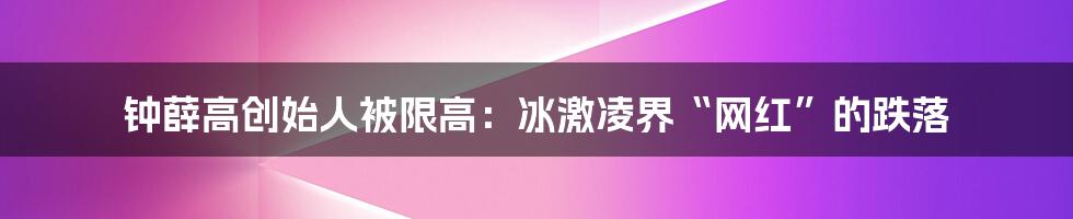 钟薛高创始人被限高:冰激凌界“网红”的跌落