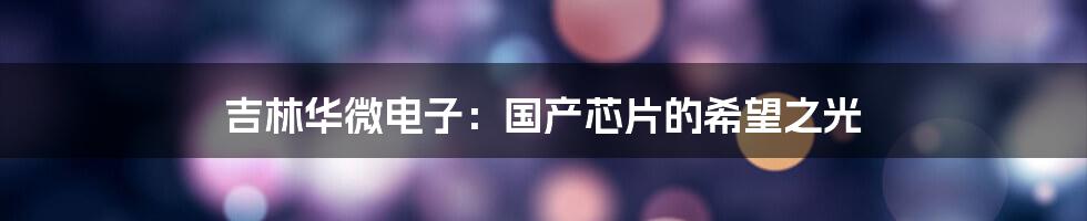 吉林华微电子:国产芯片的希望之光