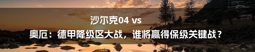 沙尔克04 vs 奥厄:德甲降级区大战,谁将赢得保级关键战?