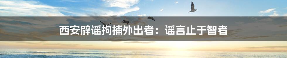 西安辟谣拘捕外出者:谣言止于智者