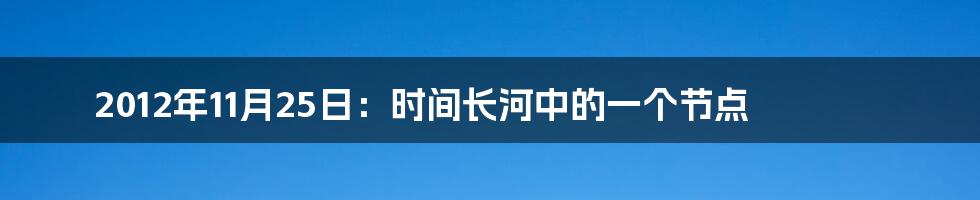 2012年11月25日:时间长河中的一个节点