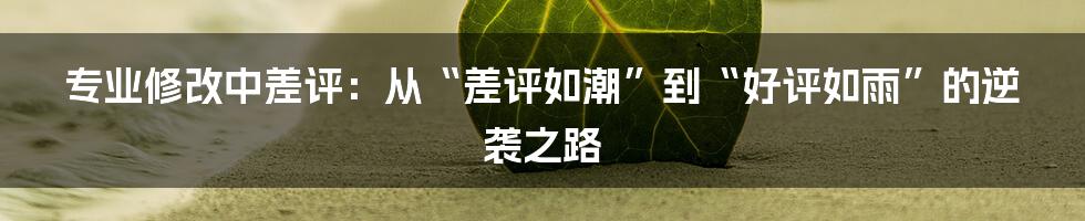 专业修改中差评:从“差评如潮”到“好评如雨”的逆袭之路