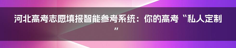 河北高考志愿填报智能参考系统：你的高考“私人定制”