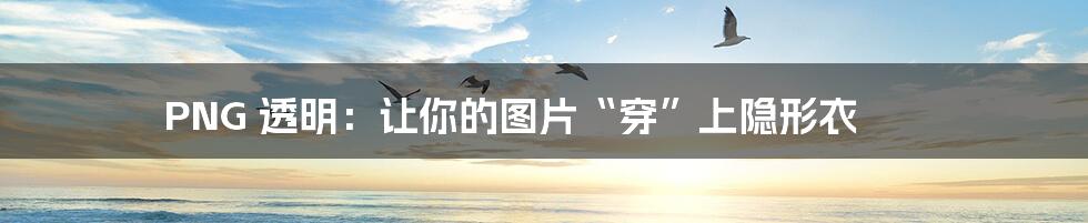 PNG 透明:让你的图片“穿”上隐形衣