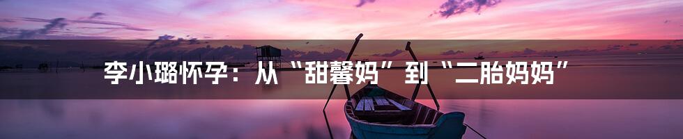 李小璐怀孕:从“甜馨妈”到“二胎妈妈”