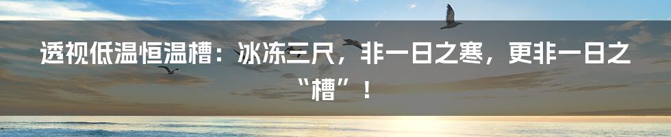 透视低温恒温槽:冰冻三尺,非一日之寒,更非一日之“槽”!