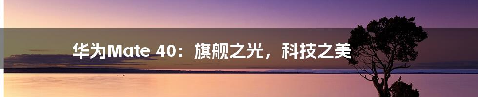 华为Mate 40:旗舰之光,科技之美