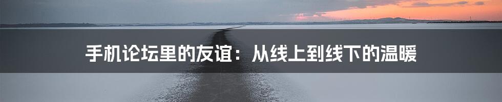 手机论坛里的友谊：从线上到线下的温暖