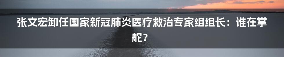 张文宏卸任国家新冠肺炎医疗救治专家组组长:谁在掌舵?