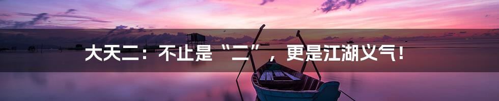 大天二:不止是“二”,更是江湖义气!