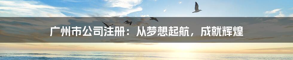 广州市公司注册：从梦想起航，成就辉煌