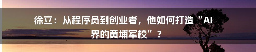 徐立:从程序员到创业者,他如何打造“AI 界的黄埔军校”?