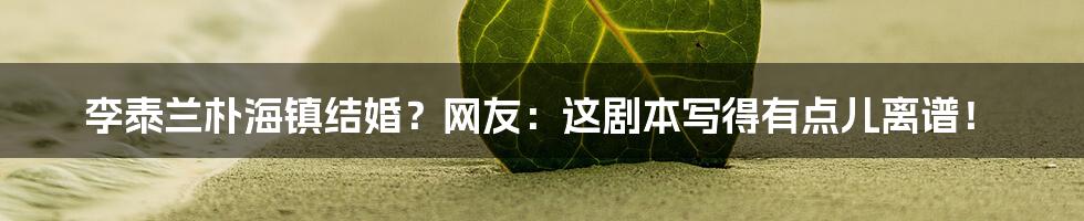 李泰兰朴海镇结婚?网友:这剧本写得有点儿离谱!